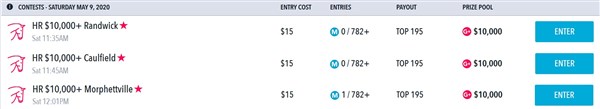 Draftstars SA Derby contests